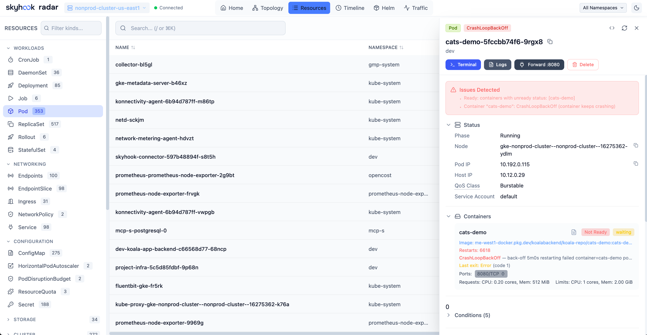 Radar Resources View